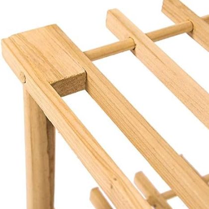Slatted Wooden Shoe Rack Storage Stand, 2-Tier (Natural)